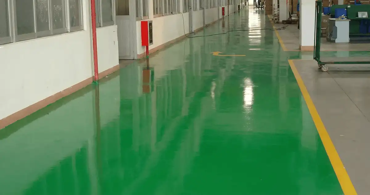 A factory floor professionally covered and marked with epoxy flooring in Boston, MA