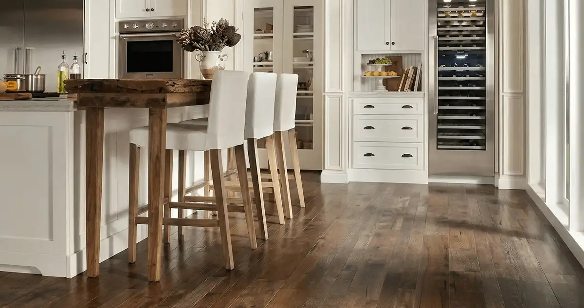 Professionally installed and refinished hardwood flooring in a residential home, showcasing smooth finish and natural wood tones in Boston, MA