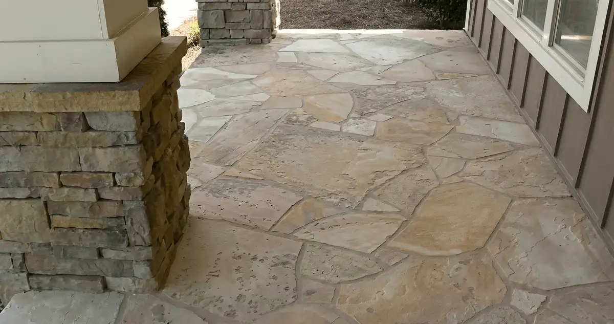 House entrance with professionally installed stone flooring in Boston MA